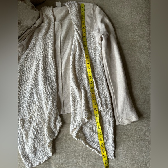 Lucky Brand L Cream White Drifter Asymmetrical Wrap Cardigan Sweater - Picture 7 of 7